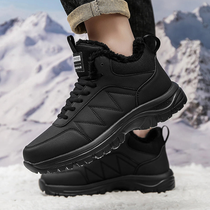 Men's casual snow boots winter new warm plush cotton boots fashion Joker outdoor soft sole anti-slip comfort light hiking boots