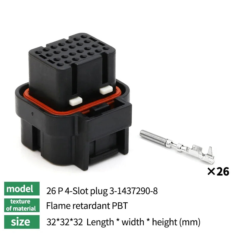 ឧបករណ៍ភ្ជាប់ ECU រថយន្ត TE AMP ប្រភេទ 5PCS 26/34Pin រន្ធដោតការពារទឹក ឆបគ្នាជាមួយ 3-1437290-1 / 6437288-2 / 9-6437287-8