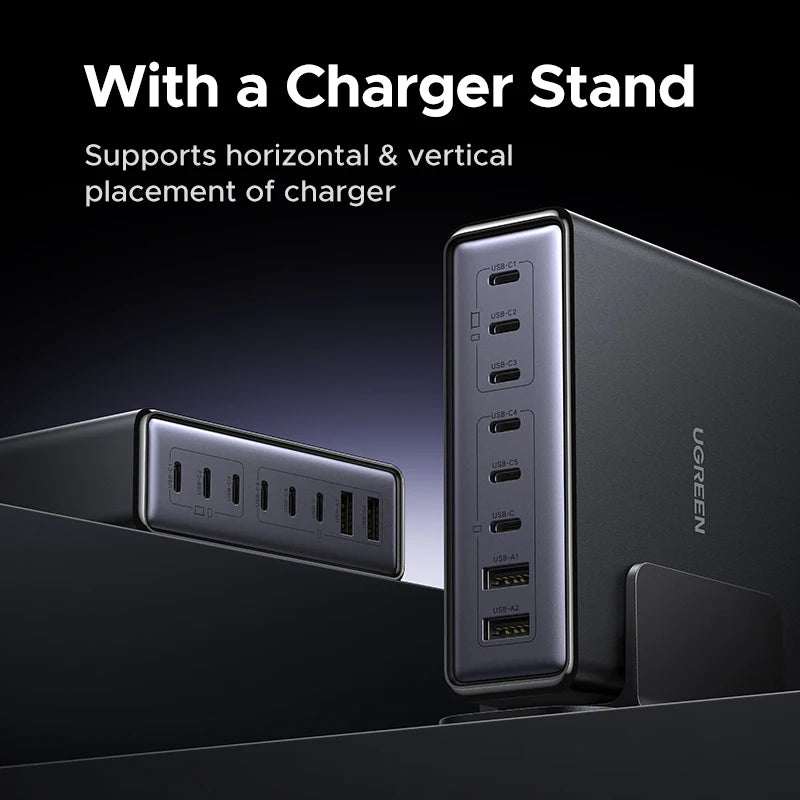 UGREEN 200W GaN Charger 8 in 1 Desktop Laptop Fast Charging Stand For iPhone 18 17 16 Pro Max Macbook Air Xiaomi Samsung Tablets