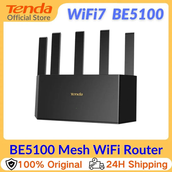 រ៉ោតទ័រ Tenda BE6L Dual-Core Wifi7 BE5100 5011Mbps រន្ធ Ethernet 2.5G ប្រេកង់ពីរ 2.4/5GHz ឧបករណ៍ពង្រីកសញ្ញាឯករាជ្យ 5 សំណាញ់