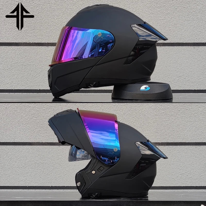 2025 Personalised Motorcycle Full Face Helmet Men Women Fashion Dual Lens Helmets Motocross Racing Modular Flip Up Casco Moto