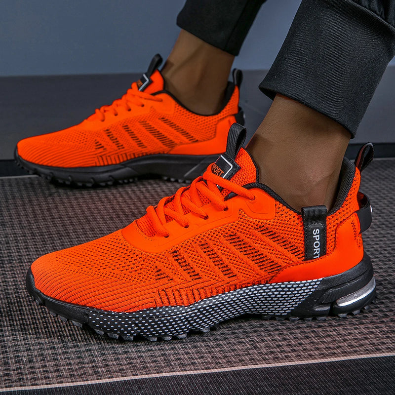 Men Sports Shoes Fashion Lace Up Mesh Breathable Versatile Running Shoes New Thick Soled Anti Slip Wear-resistant Hiking Shoes