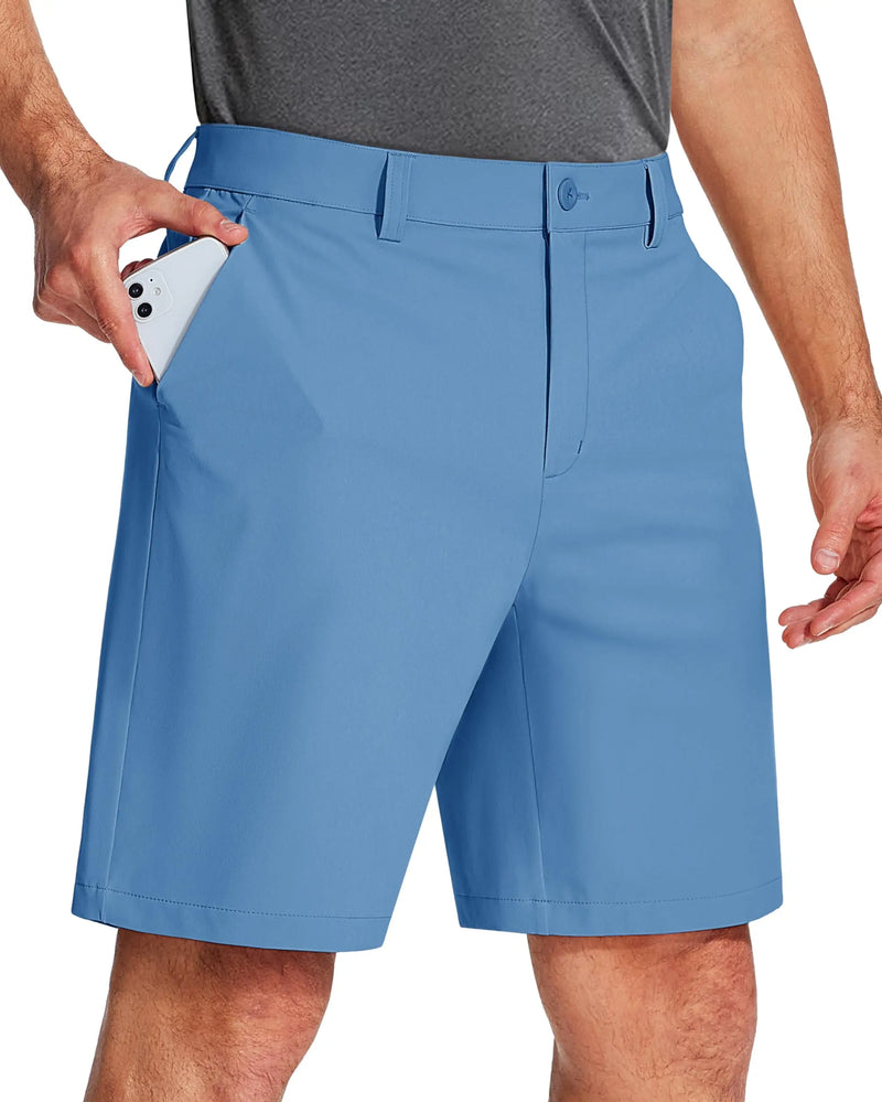 TACVASEN Golf Quick Dry Shorts Men Stretch Lighyweight Dress Work Casual Shorts with 4 Pockets Flat Front Hiking Shorts 9 Inch