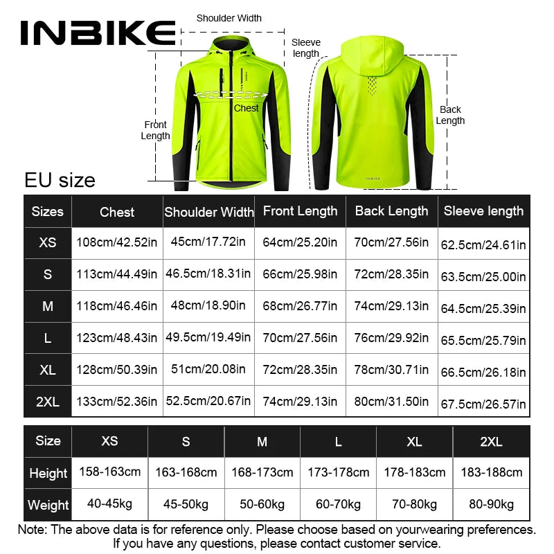 INBIKEThermal Softshell Jacket Men Winter Windproof Fleece Cycling Jersey Long Sleeve for Road Bike MTB Outdoor Cycling Clothing