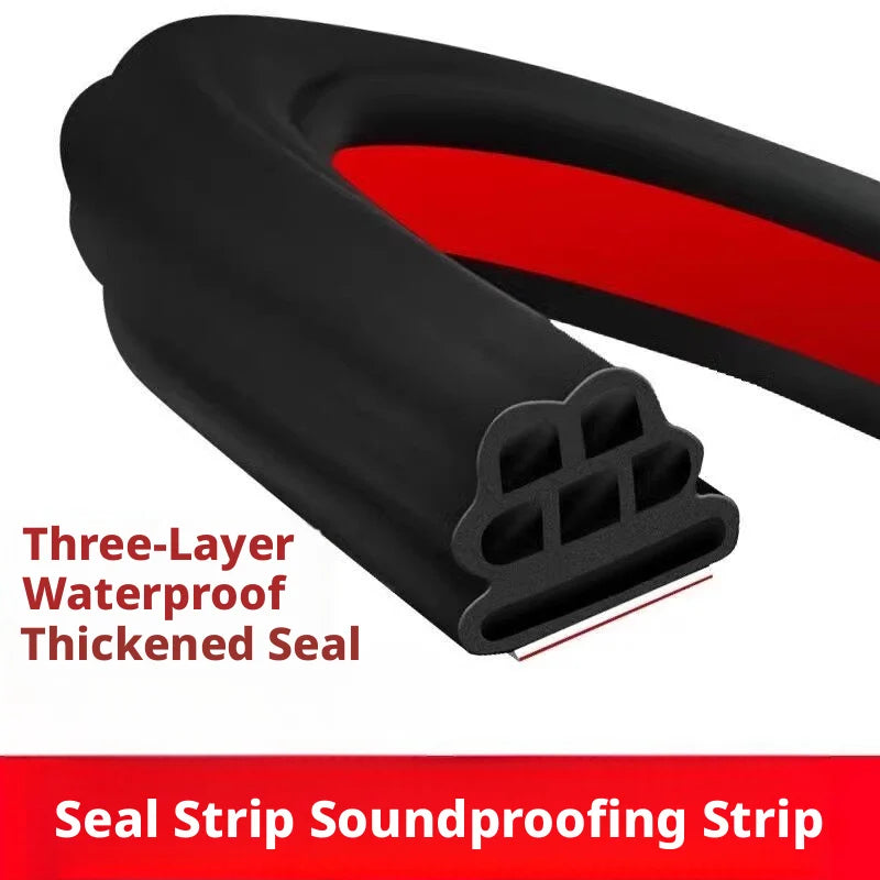 SEAMETAL 3-Layer Car Door Seal Strips 5M Rubber Sealing Strips Auto Door Trunk Hood Protector Noise Insulation Weatherstrips