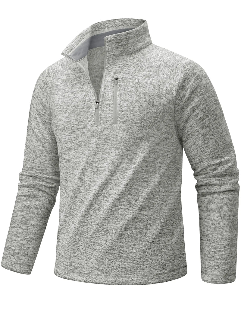 TACVASEN Men's Quarter Zip Pullover Long Sleeve Thermal Fleece Sweater Lightweight Casual Golf Sweatshirt with Zipper Pocket