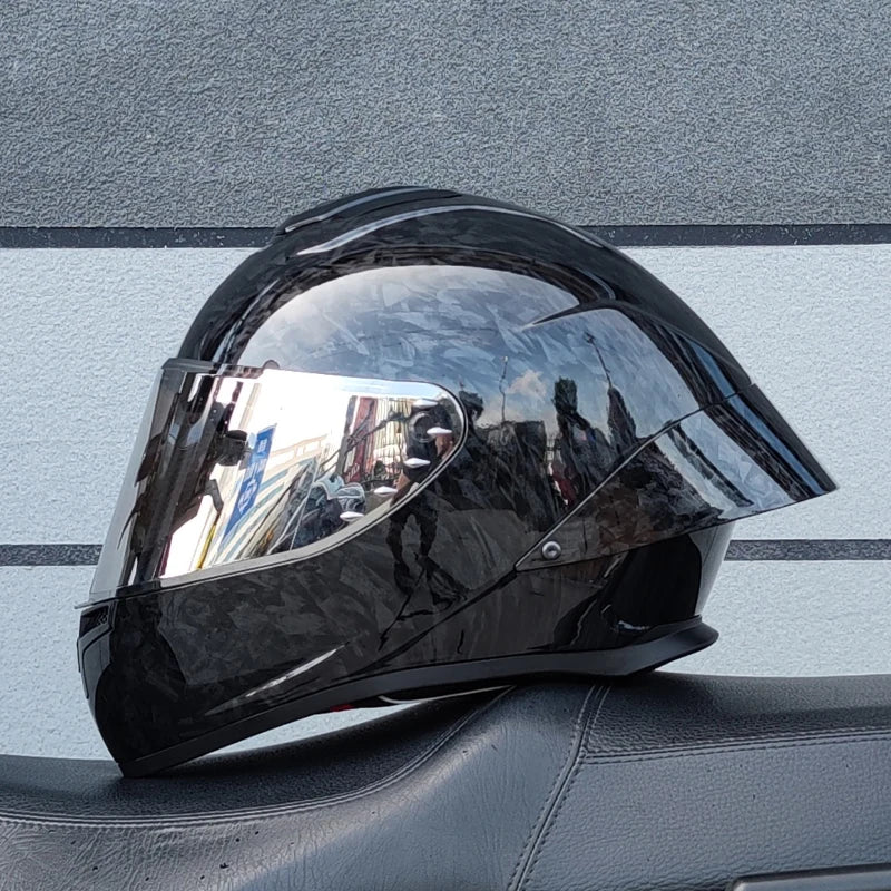 DOT Approved Full Face Motorcycle Helmet Solid ABS Shell Personality Big Spoiler Wind Resistant Motorbike Casco Capacete