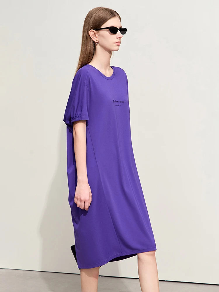 រ៉ូប Amii Minimalism សម្រាប់ស្ត្រីឆ្នាំ ២០២៤ រដូវក្តៅថ្មីធម្មតារលុង O Neck ប៉ាក់អក្សរម៉ូដរ៉ូបមីឌីប៉ាក់ស្រី ១២៤២២០៣២
