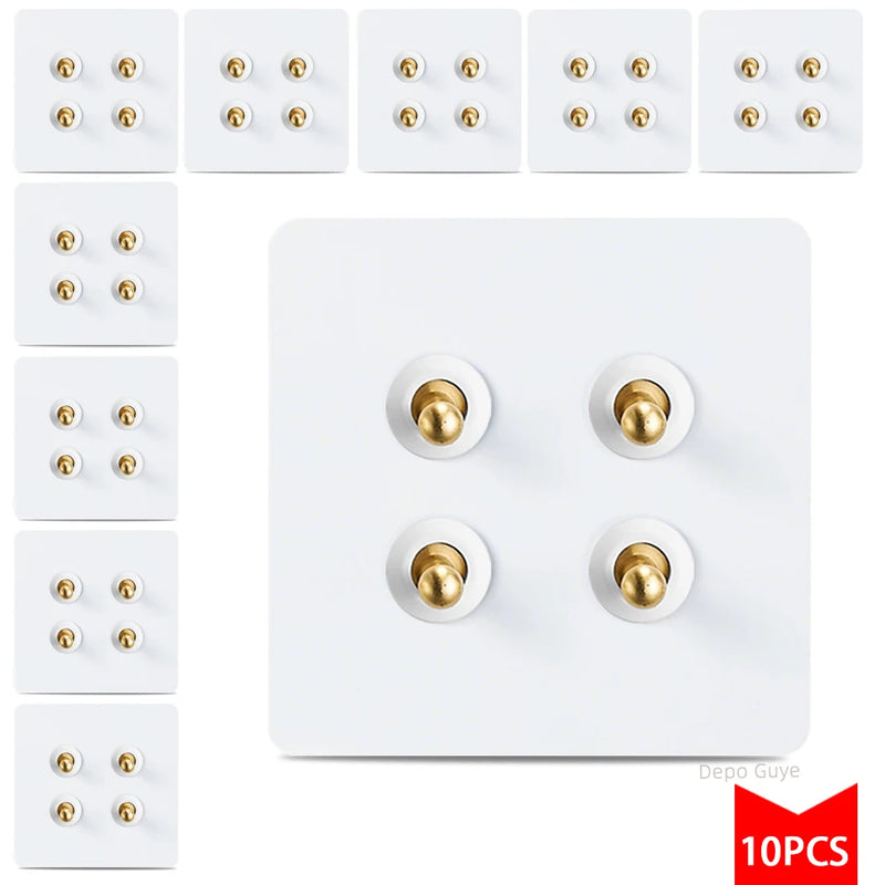 5/10 PCS 86 Type Retro White Wall Lamp Brass Lever Toggle Switch 1/2/3/4 Gang 2Way Stainless Steel Wall Panel Switch