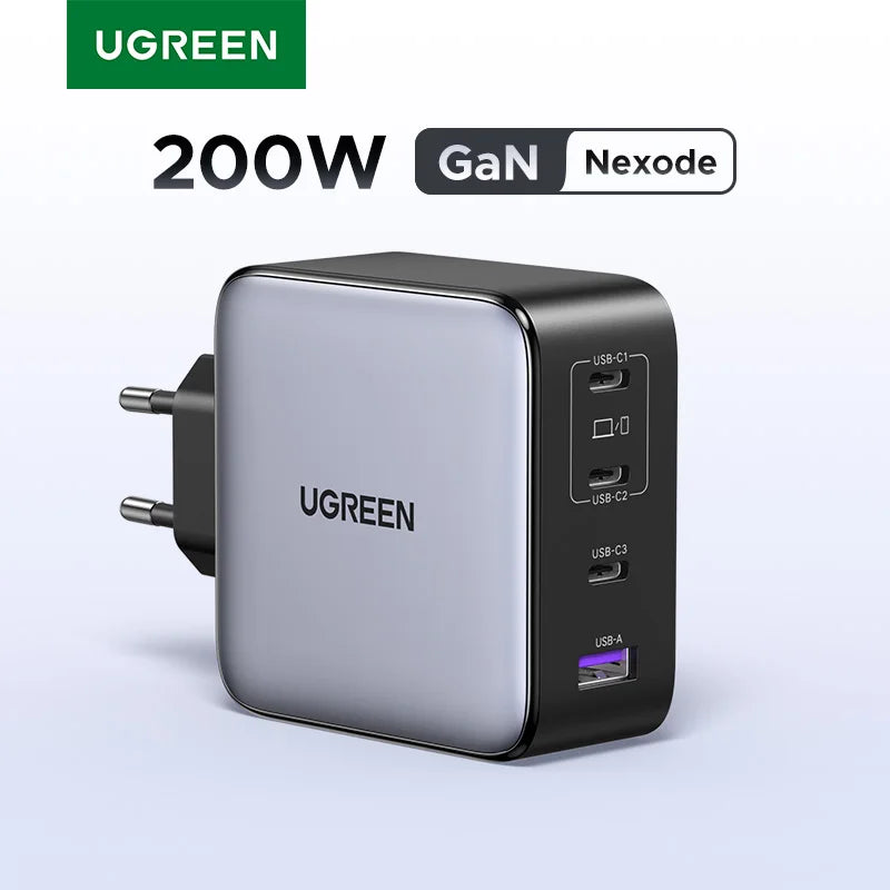 UGREEN 200W Travel GaN Charger PD 3.1 140W QC4.0 3.0 Quick Charge For Macbook Pro Laptops iPhone 18 17 Samsung S26 Xiaomi Tablet