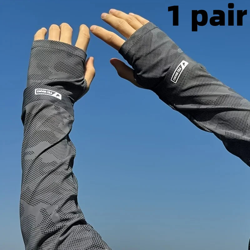 1pair Ice Silk Arm Sleeves Loose Fit,Summer Cooling UV Protection Arm Covers for Men,Extended Sleeves for Fishing Outdoor Sports