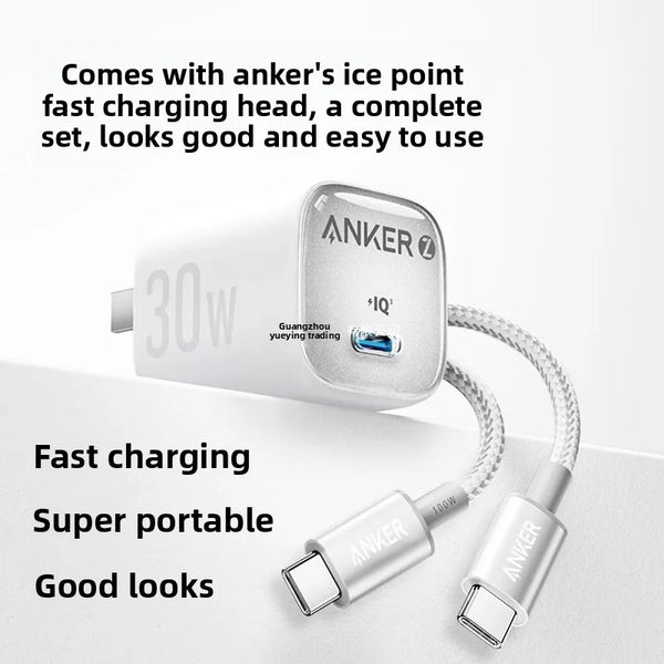 ខ្សែសាក Anker USB-C ទៅ USB-C 100W សាកលឿន PD Data Cable Type C សម្រាប់ Samsung Xiaomi MacBook Tablet