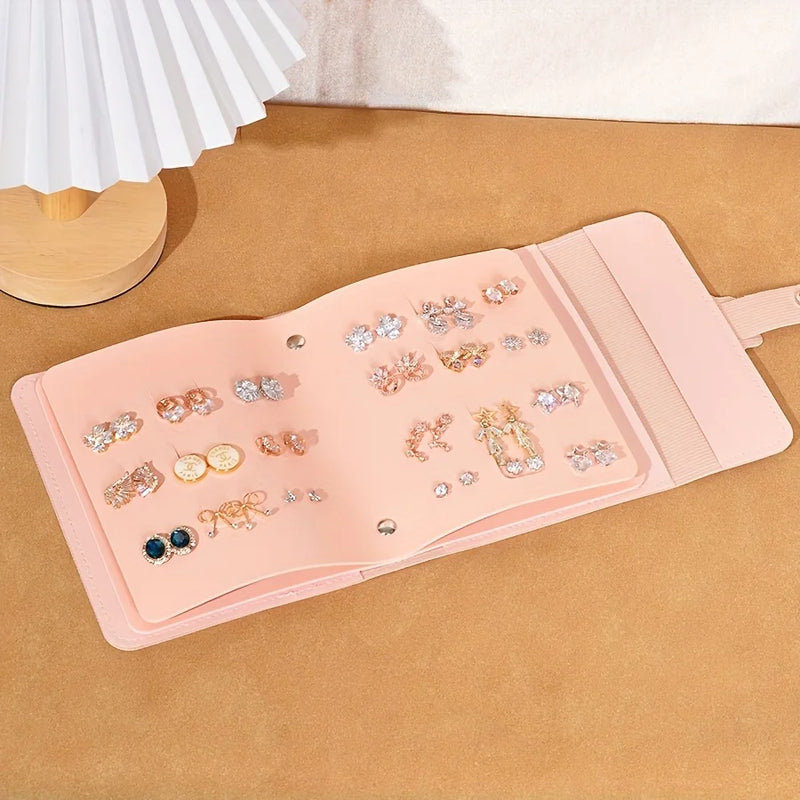 1pc Multifunctional Large Capacity Display Earring Necklace Storage Box,Portable,Suitable for Studs,Hoops and Pendant Earrings