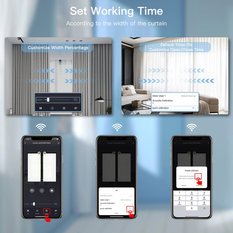 BSEED WiFi Curtain Switch Wireless Smart Touch Switch for Smart Life Tuya Alexa Blind Roller Shutter With Neutral Line
