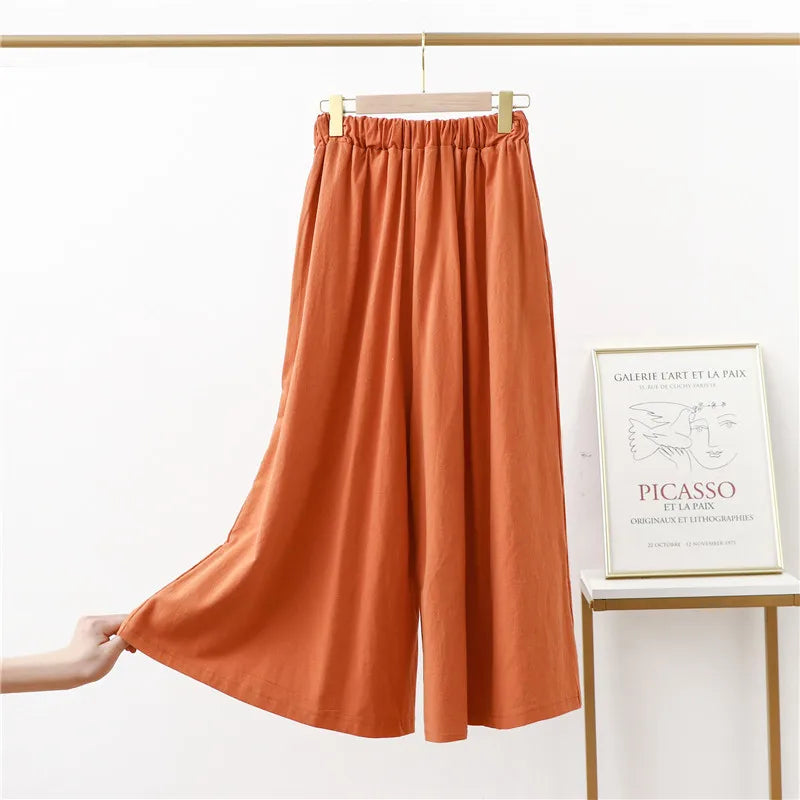 Spring Autumn Loose Wide Leg Pants Cotton Linen Home Wear Trousers New Sleeping Pajamas Pant Women Sleepwear Pantalon De Pijama