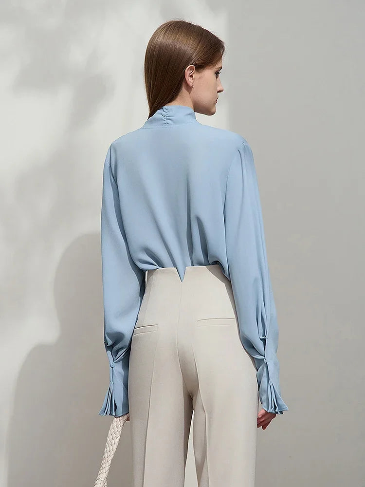 អាវ យឺត ស្រី AMII Minimalist Premium Chiffon Blouse រដូវស្លឹកឈើជ្រុះឆ្នាំ ២០២៦ ថ្មីឆើតឆាយបែបបារាំងប្រណីតសម្រាប់ធ្វើដំណើរ និងធ្វើការ អាវ យឺត រលុង សម្រាប់ ស្ត្រី 12541048