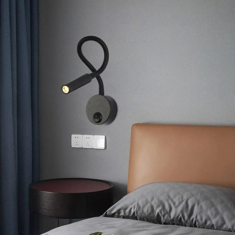 JOYINLED Black/Gold 3W Gooseneck Wall Lamp Flexible Adjustable with Switch Work Study Sconce Bedroom Bedside Reading Night Light