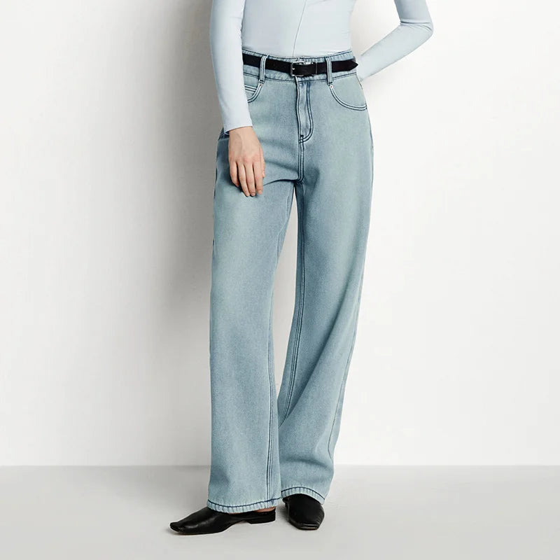 Semir Semir Jeans Women Winter Fleece Warm Straight Leg High Waist 2025 New Cool Women'S Clothing