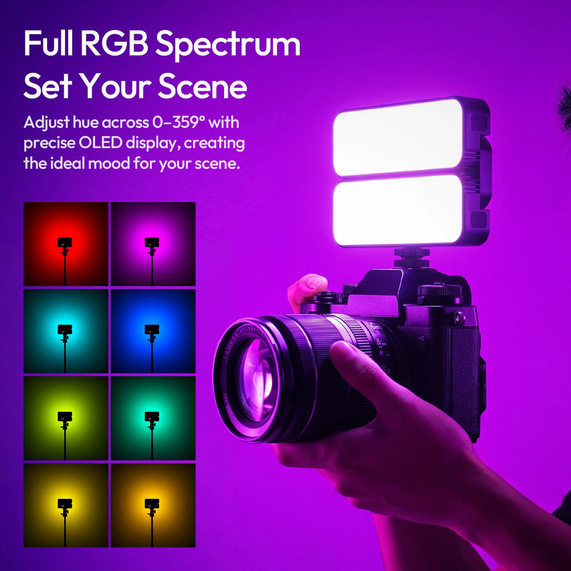 ភ្លើង LED បត់បាន Ulanzi FOLD8 2 ក្នុង 1 RGB Fill Light Video Light 2500-9000K ដំបងភ្លើងម៉ាញេទិក APP Control សម្រាប់ Vlog Liv