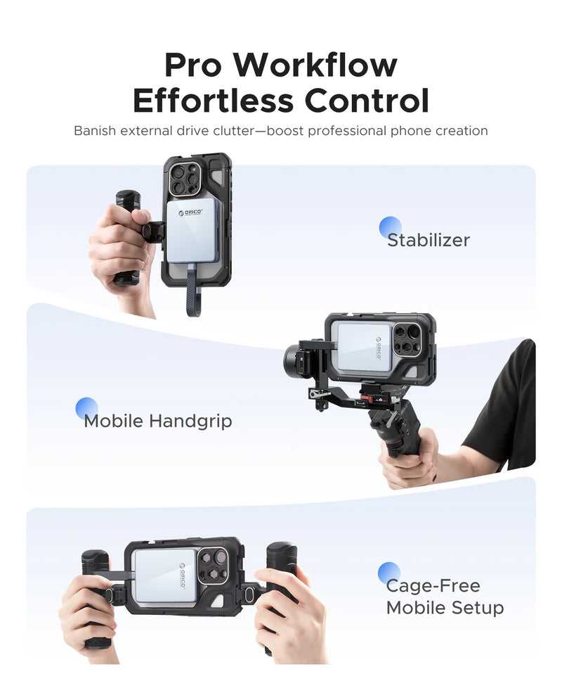 ORICO External SSD Case M.2 NVMe Magnetic SSD Enclosure 2230 2242 Enclosure TF Card Reader with PD 100W 10Gbps for iPhone 16 17