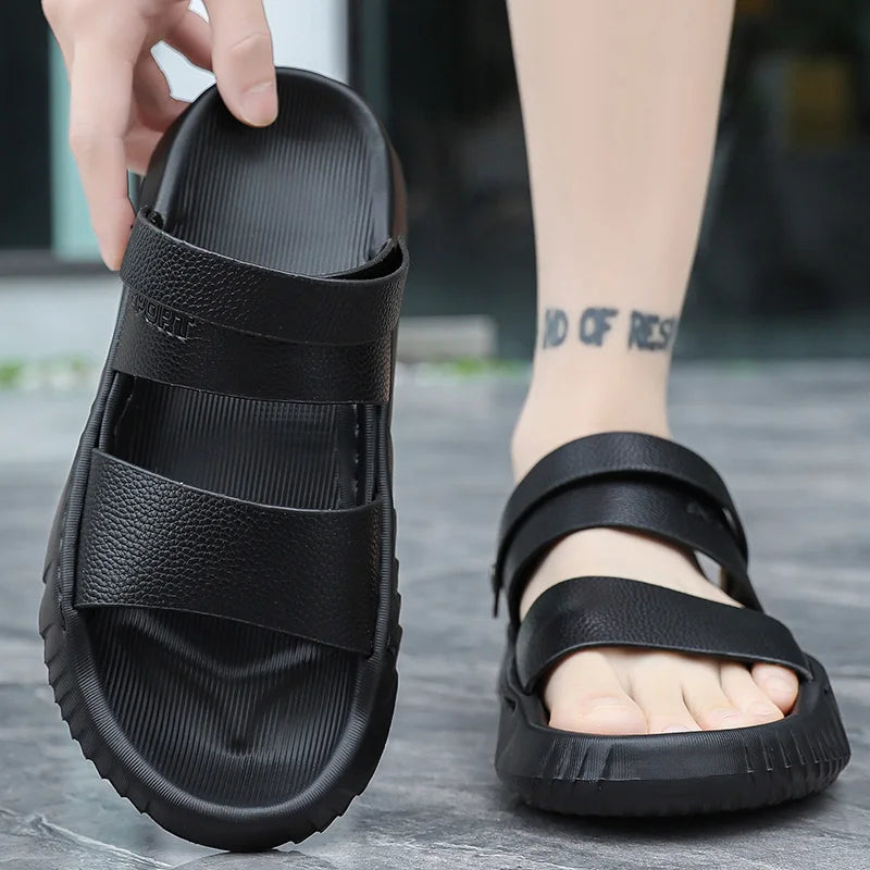 Men's thick sole simple casual sandals summer outdoor soft sole comfort beach shoes fashion dual-purpose sports walk slippers