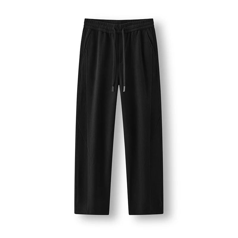 Semir Men Casual Pants Panel Design Loose Fit Straight Leg Solid Color Drawstring Textured 2026 New Winter Daily Wear