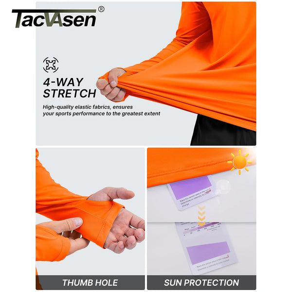 TACVASEN Men's Rash Guard Sun Hoodie Long Sleeve UPF 50+ Sun Protection SPF Quick Dry Hiking Swim Fishing Shirt