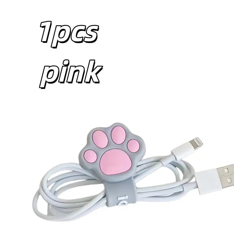1pcs Cat Paw Cable Winders – Spiral Organizer for Earphone, Charging Cables, Portable & Practical