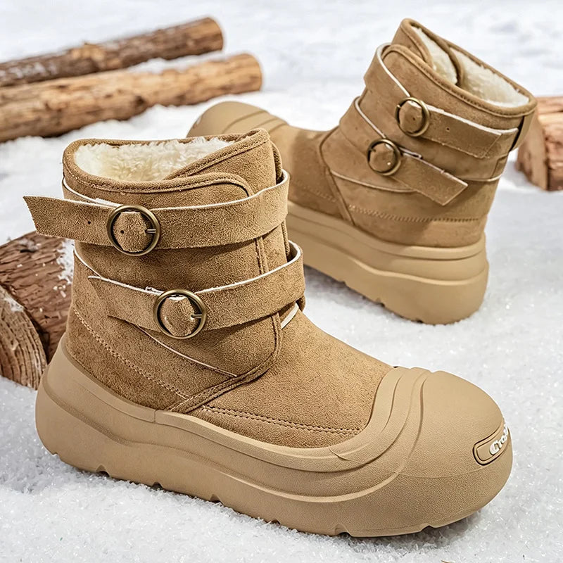 Men women's fashion casual snow boots winter new warm plush high-top cotton boots couple outdoor non-slip comfort walking boots