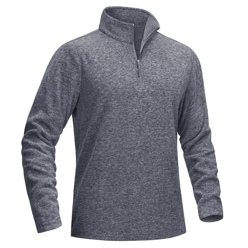 TACVASEN Men's Quarter Zip Up Fleece Pullover Warm Windproof Sweaters High Stand Collar Polyester Sweatshirts Fit Hike And Golf