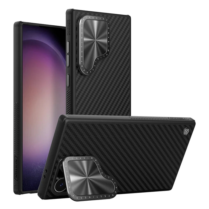 NILLKIN Magsafe Aramid Fiber Case For Samsung S24 Ultra With Kickstand Anti-Drop All-Inclusive For Samsung S24 Ultra Phone Case black For Samsung S24Ultra