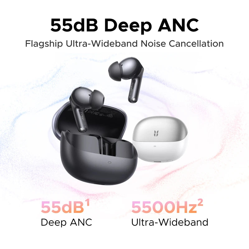 【2026 NEW】UGREEN EchoBuds Plus In-Ear Bluetooth Wireless Active Noise Cancelling Earphones 55dB Adaptive ANC, LDAC Headphones