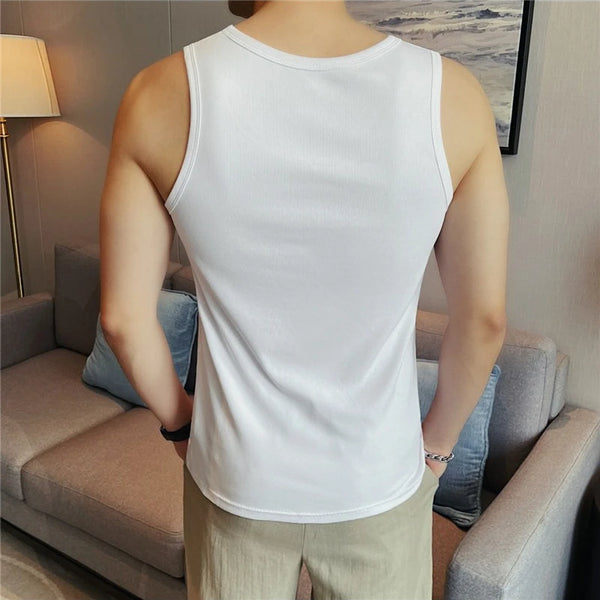 Men's Ribbed Cotton Blend Tank Top – Slim Fit Sleeveless Athletic Vest for Summer Fitness & Casual Wear