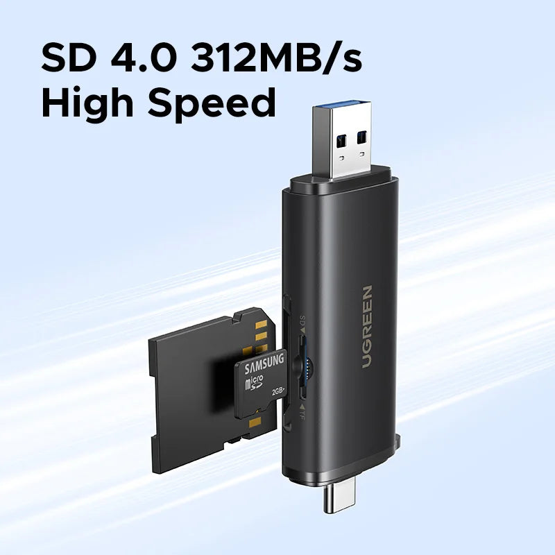 UGREEN USB C SD 4.0 Card Reader USB Memory Card Reader 312MB/s USB3.0&USB C to SD Micro SD TF Card for PC Laptop UHS-II/UHS-I