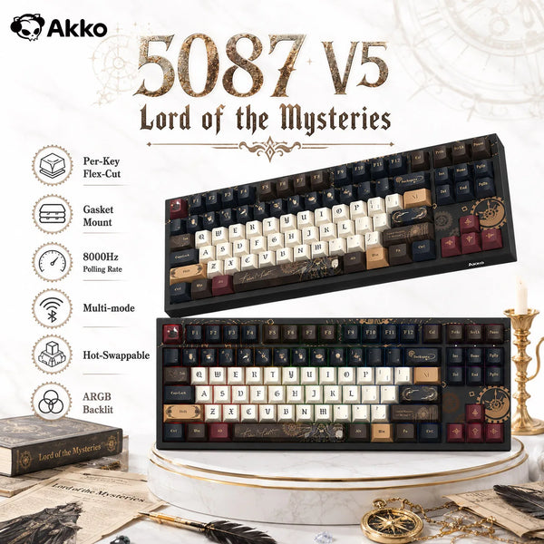 Akko 5087 V5 Mechanical Keyboard TKL 88 Keys Per-Key Flex-Cut Hot-swappable ARGB 8K Polling Rate Wireless Custom Gaming Keyboard