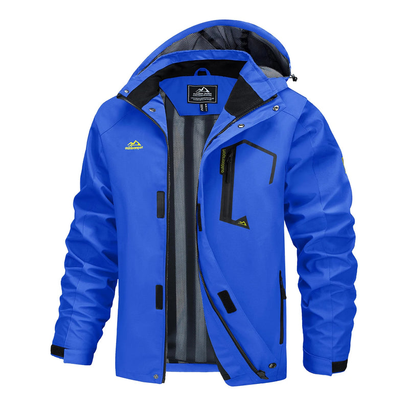 TACVASEN 2025 Lightweight Waterproof Rain Jacket Mens Mesh Lined Outdoor Windbreaker Fishing Hiking Jacket with Detachable Hood