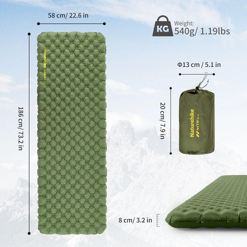 Naturehike 4.6 R Value Ultralight Air Mattress Camping Hiking Climbing Sleeping Pad Outdoor Inflatable Mat Cushion With Air Bag