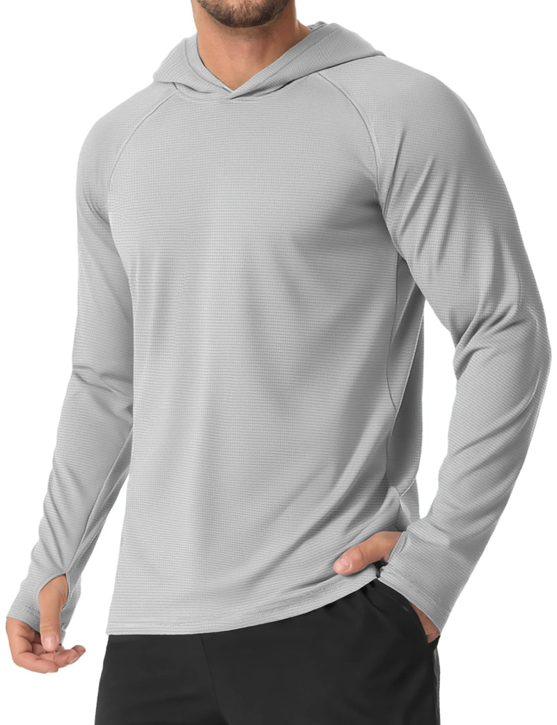 TACVASEN Lightweight Sun Protection Shirts Hoodie Mens UPF 50+ UV-Proof Fishing Travel T-Shirts Breathable Micro-grid T shirts