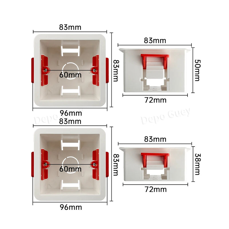 86 Type Switch Mounting Box Cassette Flame Retardant Plastic PVC Junction Back Box Universal White Electrical Concealed Box