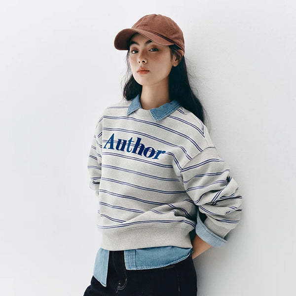 អាវយឺត Semir សម្រាប់នារី មានស្រទាប់ក្រណាត់រោមចៀម លំនាំឆ្នូតអក្សរ ក្រាហ្វិក រចនាប័ទ្មទីក្រុង ធម្មតា រដូវរងា ឆ្នាំ២០២៦ ស្លៀកប្រចាំថ្ងៃ ទន់ ស្រួលខ្លួន