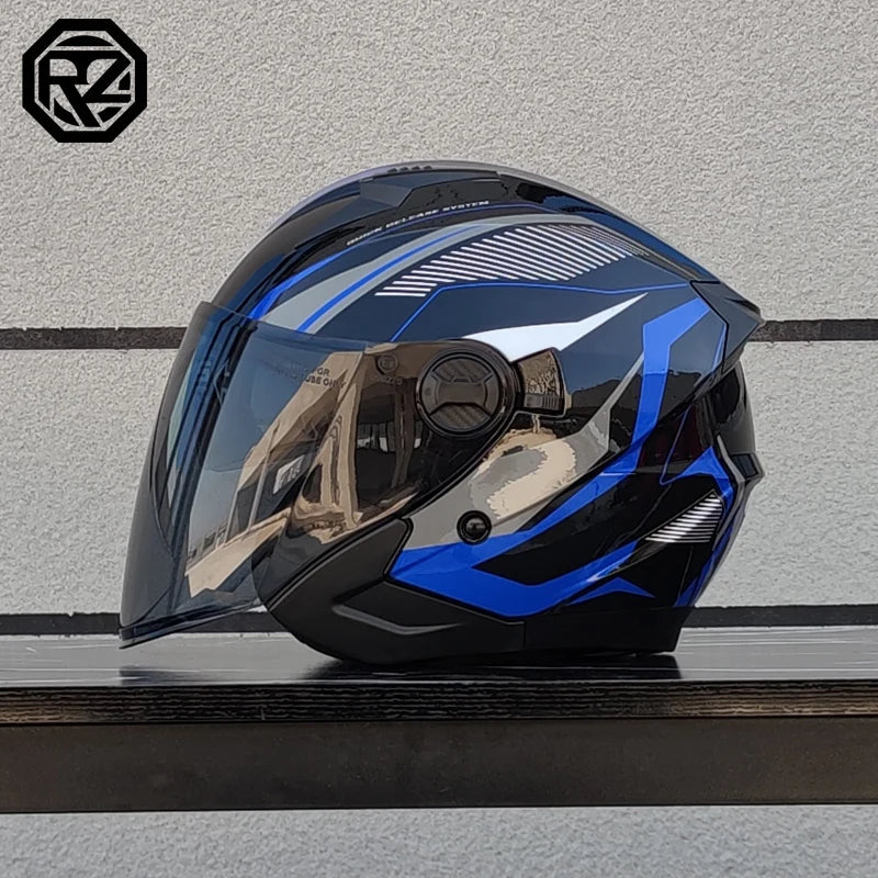 Latest High Quality Motorcycle Helmet Half Covering Dual Lens Cascos para Motos Male Female Couple Capacetes de Moto