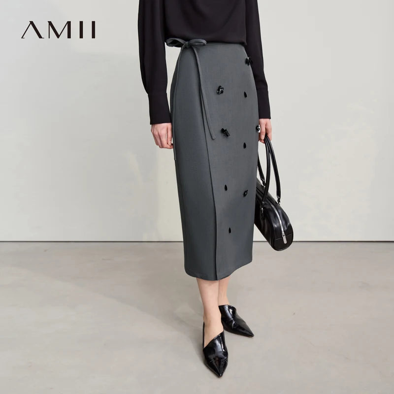 សំពត់នារី Amii រដូវស្លឹកឈើជ្រុះឆ្នាំ ២០២៦ ថ្មីសម្រាប់នារីការិយាល័យ សំពត់ផ្កាក្រចក ប្រឆាំងនឹងស្នាមជ្រួញ សម្លៀកបំពាក់នារីឆើតឆាយ ងាយស្រួលប្រើ 12621008