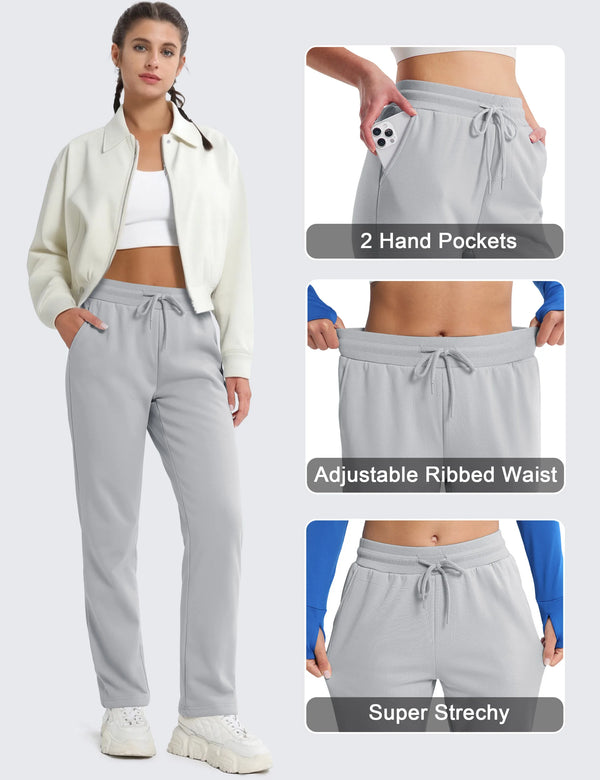 TACVASEN Womens Winter Warm Fleece Lined Sweatpants Waterproof with 2 Deep Pockets Pants Elastic Waistband Thermal Sherpa Pants