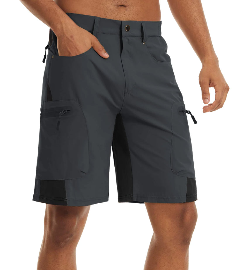 TACVASEN Men Summer Outdoor Shorts Quick Dry Knee Length Hiking Fishing Running Shorts Lightweight Multi-Pockets Workout Shorts