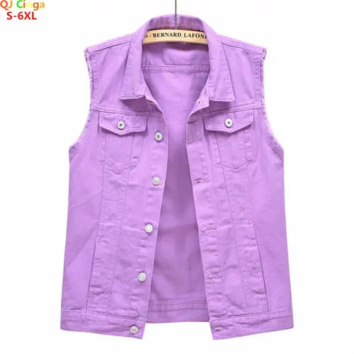 2026 Summer New Purple Sleeveless Vest Jacket Women's Single-breasted Lapel Vests Coat Fashion Casual Top Waistcoat S-6XL
