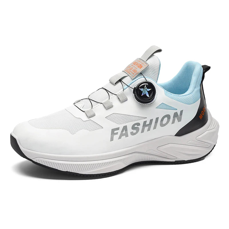 Men's rotating buckle casual sneakers four seasons new breathable lightweight outdoor running shoes students speed sport shoes