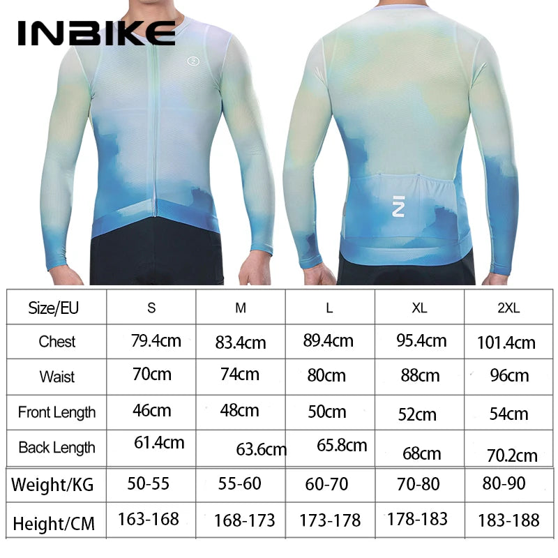 INBIKE Men's Mountain Bike Jersey Long Sleeve MTB Cycling Jersey Full Zipper with Pockets Bicycle Clothing Breathable Quick Dry