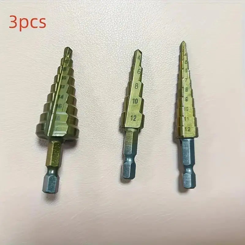 3PCS step drill kit-for wood and metal | Multi-size drilling tool kit without power supply