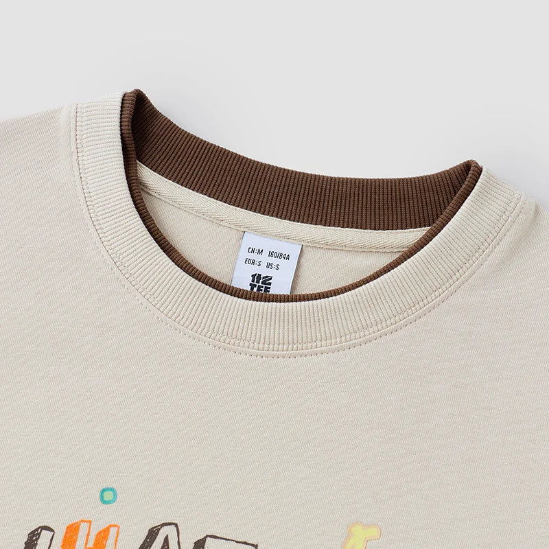 Semir Women Tshirt Cotton Fabric Color Block Long Sleeve Oversized Fit Mid Length Retro Style 2026 Autumn Soft Comfort