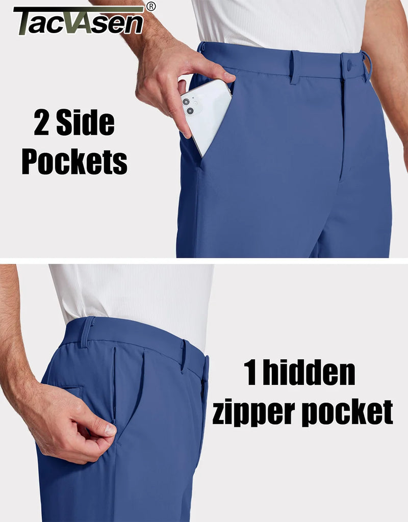 TACVASEN Mens Golf Stretch Dress Pants Staight Leg Quick Dry Water Resistant Lightweight Flat Front Work Pants Moisture Wicking